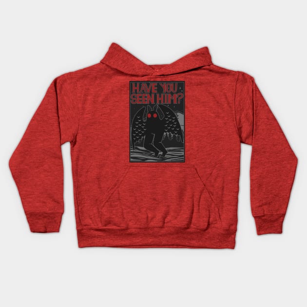 Mothman Sighting Poster Kids Hoodie by eternalMothman